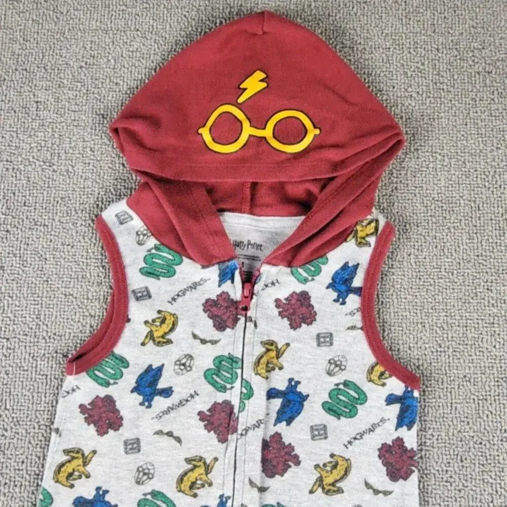 Harry Potter Coverall Boys Toddler 24M Gray Hooded Sleeveless Hogwarts One Piece